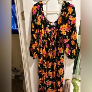 V Neck Floral Maxi